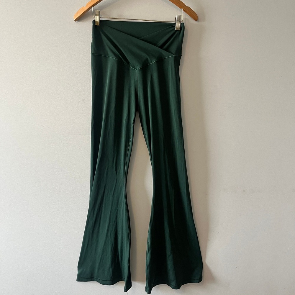 OFFLINE by Aerie Real Me Flare Leggings Crossover Green Large High Rise Fit